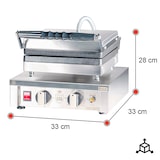 thumbnail of Romux® Gaufrier Électrique Professionnel Simple de Table en Acier Inox 33x33 cm | Plaques de Cuisson en fonte en Fonte - 4 Gaufres Carrées - 2000 W