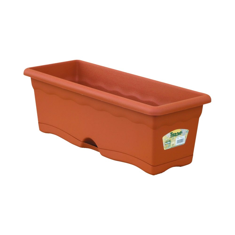 Fioriera con Piatto Integrato Colore Terracotta 80X20Cm