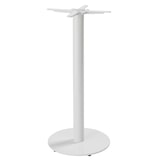 thumbnail of Table haute ronde 60 cm pied blanc et revêtement bois foncé