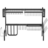 thumbnail of HOMCOM Escorredor de Louça de Aço de 2 Níveis com Suporte para Tábua Suporte para Talheres e 5 Ganchos 65x31,5x52,5cm Preto