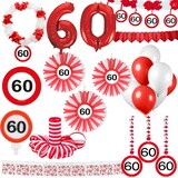 thumbnail of 60. Geburtstag Verkehrsschild Partyset Party Dekoration Geburtstag Jubiläum weiss rot Zahl