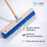 thumbnail of Blue-Star Besen Komplett SET 60 cm Breit mit blauen Borsten und stabilem Holzstiel Handfeger Kehrschaufel Stiel Straßenbesen