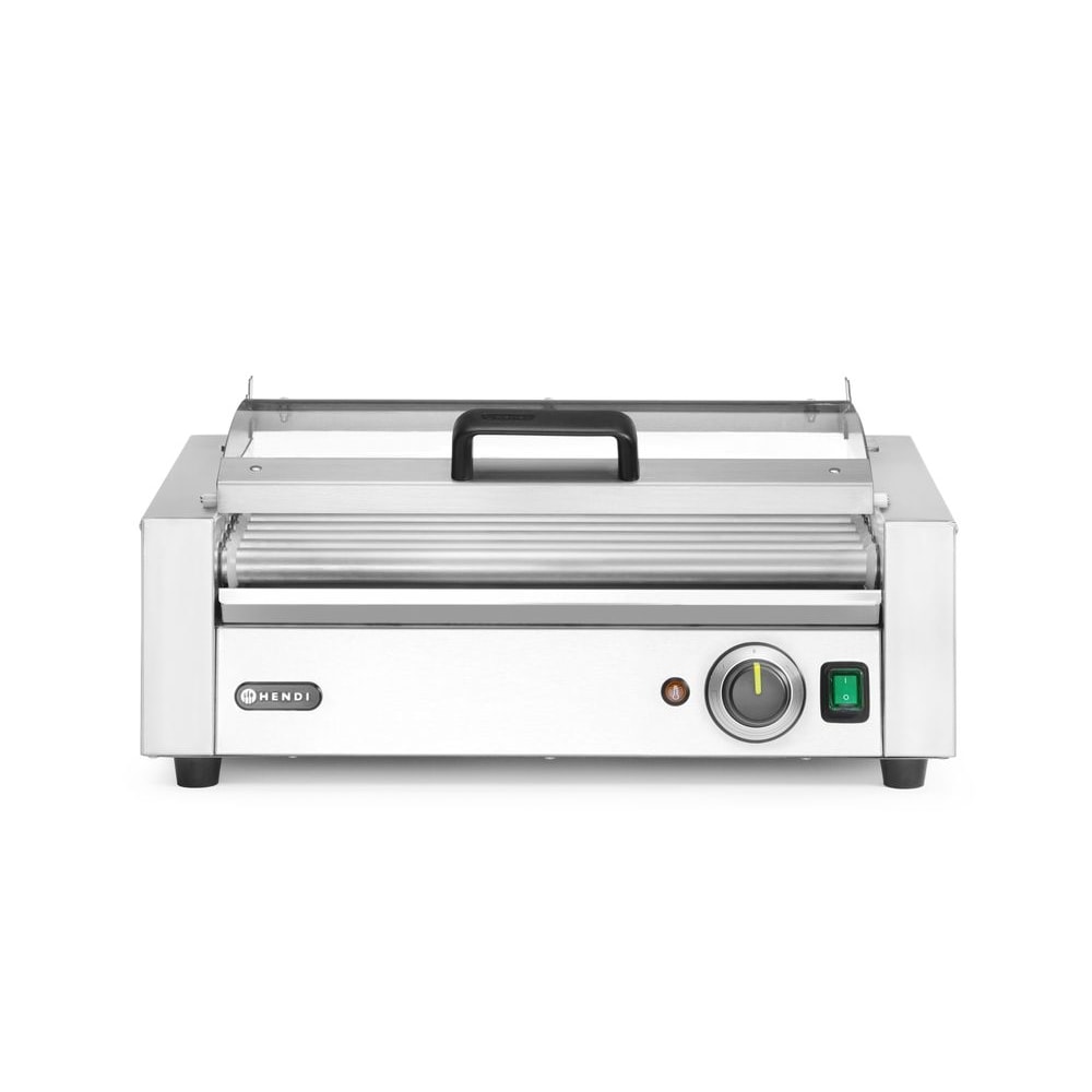 HENDI Rollengrill, 1-Zone mit Energiesparabdeckung, 9 Rollen, 230V/790W, 566x450x(H)259mm
