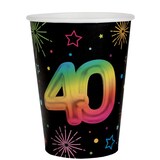thumbnail of 6 Becher 40. Geburtstag bunt Pappbecher