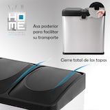 thumbnail of WellHome - Caixote do lixo ecológico 16 litros com 3 compartimentos (2x8L), cor Prateada - 31x26,5x39,5cm