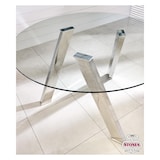 thumbnail of Mesa fija Rondò en cristal templado y patas cromadas grises