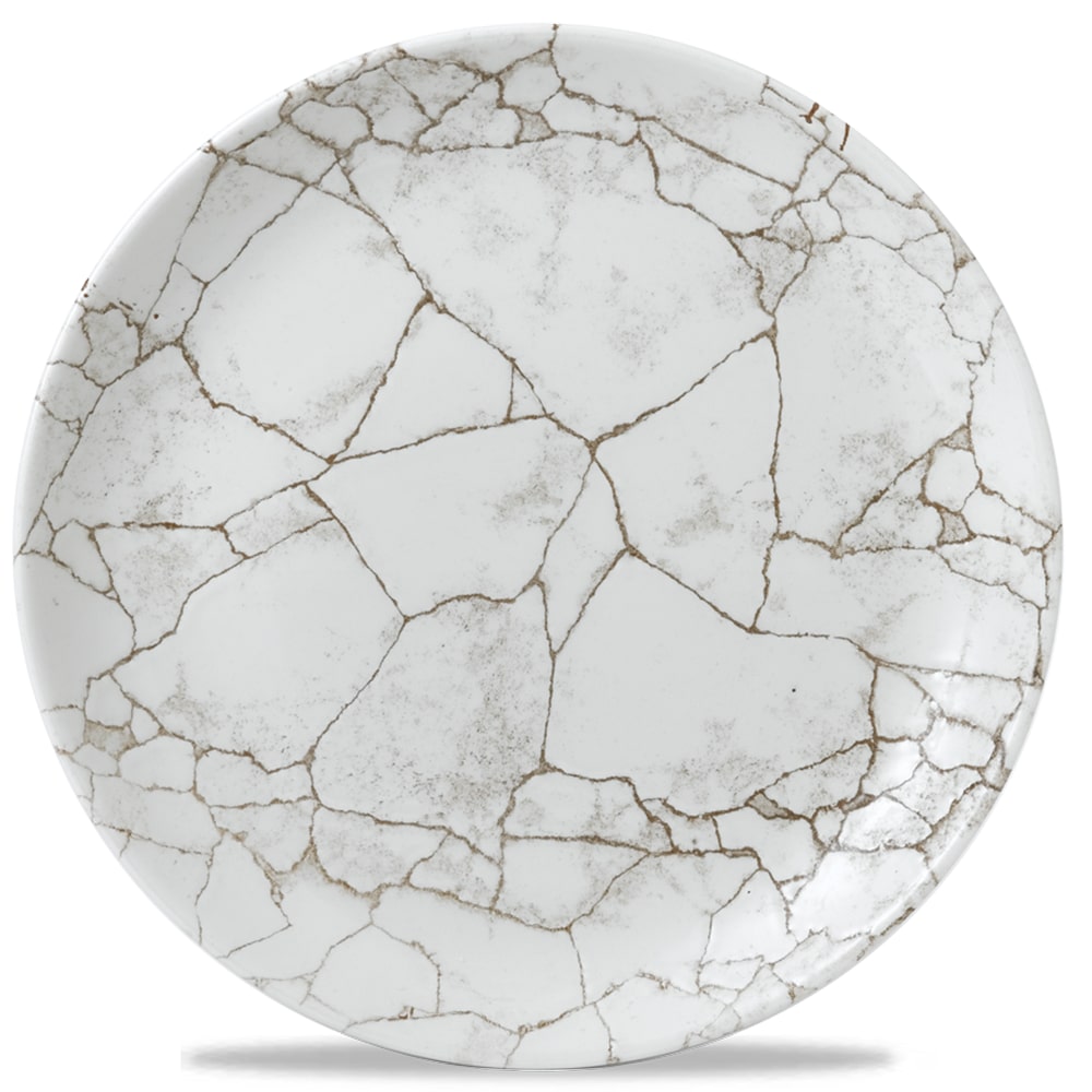 Piatto Piano Studio Prints Kintsugi Grigio Agata, Confezione da 12, Ø cm 26