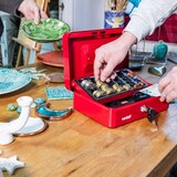 thumbnail of HMF Geldkassette abschließbar, Kasse mit Euro Münzzählbrett, 3 Banknotenfächer, 25 x 18 x 9 cm, Silber