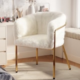 thumbnail of Merax Freizeitstuhl, einzeln, Ankleide Stuhl, Wohnzimmer und Schlafzimmer, leichter Luxus, Esszimmerstuhl, mit vier Stützbeinen aus Metall, beige