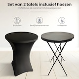 thumbnail of IvoQ Set van 2 Statafels Zwart – Inclusief 2 Zwarte Stretchhoezen – Ø80 cm x 110 cm – Opvouwbaar – Partytafels voor Feest, Tuin & Event