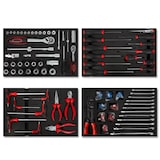 thumbnail of Juego de herramientas EBERTH 81 pzs para carro, inserciones de espuma, metal duro, ergonómico, 4 cajones, taller, rojo