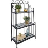 thumbnail of tectake Etagère pour plantes mosaïque 3 niveaux - noir/blanc - 402771