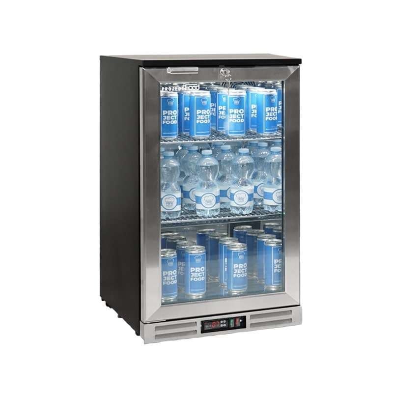 Frigo da banco/retrobanco per bibite inox con 1 porta battente, altezza 90 cm - temp da 0°C a +10°C