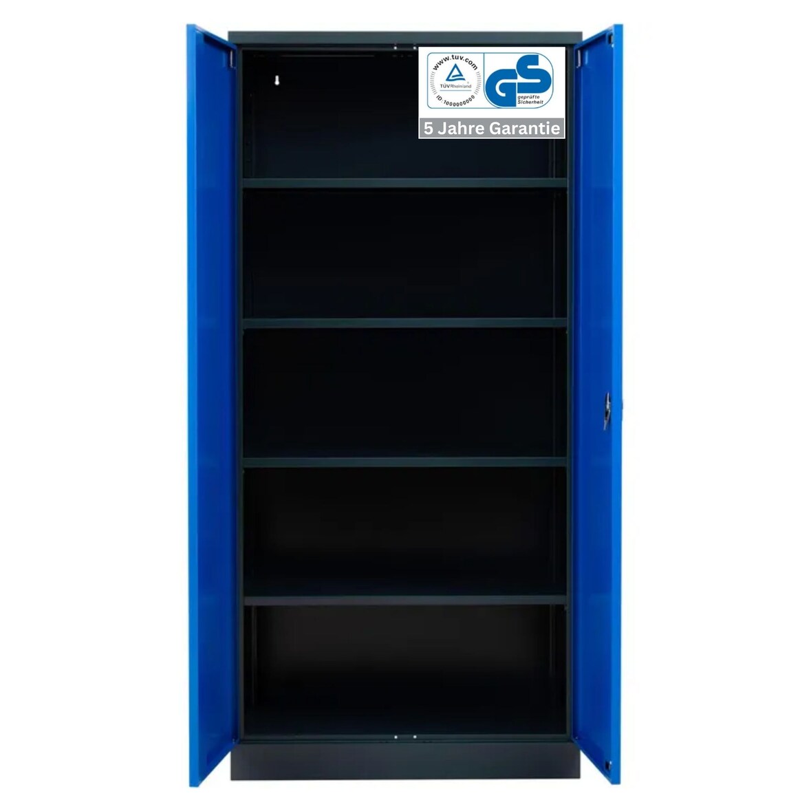 PROREGAL Stahlschrank BEE mit 10 verzinkten Fachböden | HxBxT 195x92x42cm | Anthrazit-Blau | Werkstattschrank Werkzeugschrank Aktenschrank