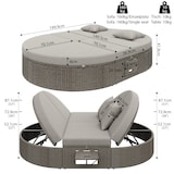 thumbnail of Merax rotan zonne-eiland voor 2 personen, verstelbare rugleuning en zijplateau, grijs