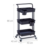 thumbnail of Relaxdays Rollwagen, 3 Etagen, 2 Bremsen, Allzweckwagen für Küche und Büro, Rollregal HBT: 86x43x42 cm, Metall, schwarz