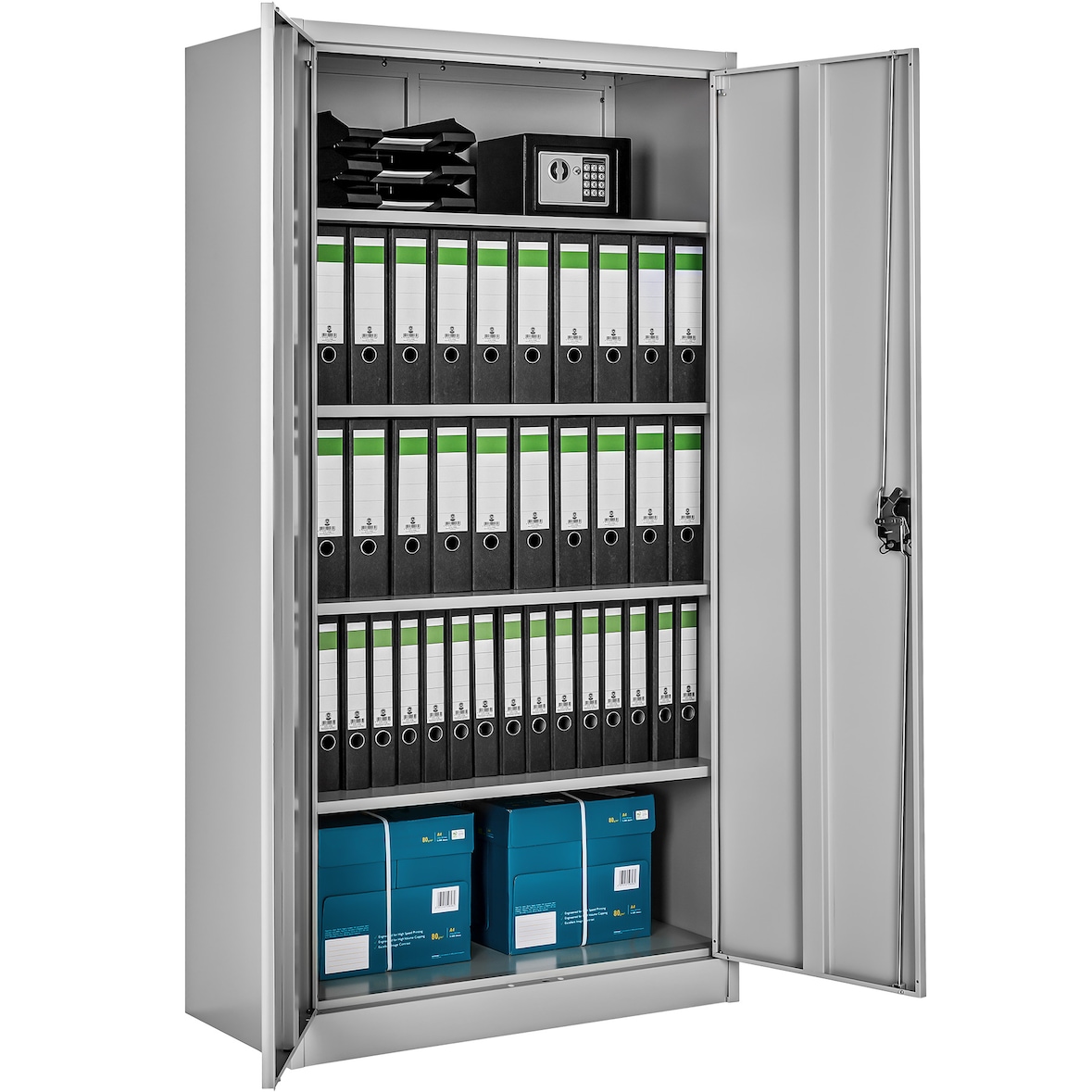 tectake Armoire de classement Blain avec 5 étagères 40x80x180cm - gris - 404377