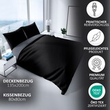 thumbnail of Satin Bettwäsche 135x200 cm 100% Baumwolle Schwarz Luxus Set Uni Wendeseite Anthrazit Kissenbezug 80x80 cm Reißverschluss