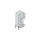 thumbnail of C+P Spind Classic PLUS, Kunststoff schwebende Sitzbank, 4 Abteile, HxBxT 212x80x82cm, Zylinderschloss, Hellgrau/Hellgrau von PROREGAL