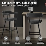 thumbnail of ML-Design Barhocker drehbar 2er Set Dunkegrau, Teddy-Stoff, Gepolsterte Barstühle, Küchenstühle mit Arm- & Rückenlehne, 360° Drehstuhl Tresenhocker