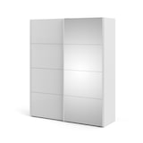 thumbnail of Veto Schiebetürenschrank B183 cm 1 Tür und 1 Spiegeltür weiß und weiß hochglanz.