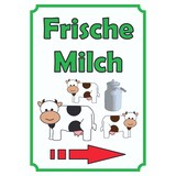 thumbnail of Frische Milch Schild Hochkant mit Pfeil rechts A1 Rückseite selbstklebend