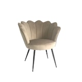 thumbnail of CRO Poltrona in velluto a forma di conchiglia cm 66x61 h. cm 76, con gambe in metallo nero, colore grigio chiaro