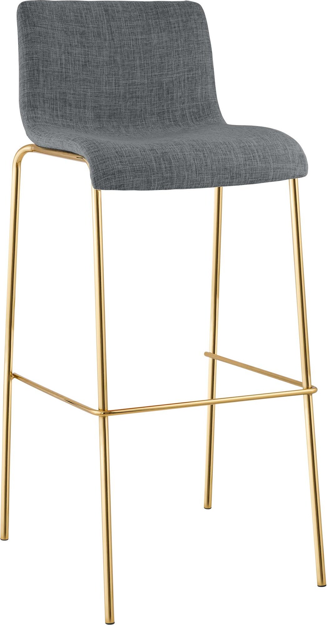 Barhocker TENAR - Stoff Hellgrau 43x48x100 cm Gold | Barstuhl Mit Lehne Tresenhocker Tresenstuhl Kneipenhocker Kneipenstuhl