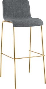thumbnail of Barhocker TENAR - Stoff Hellgrau 43x48x100 cm Gold | Barstuhl Mit Lehne Tresenhocker Tresenstuhl Kneipenhocker Kneipenstuhl