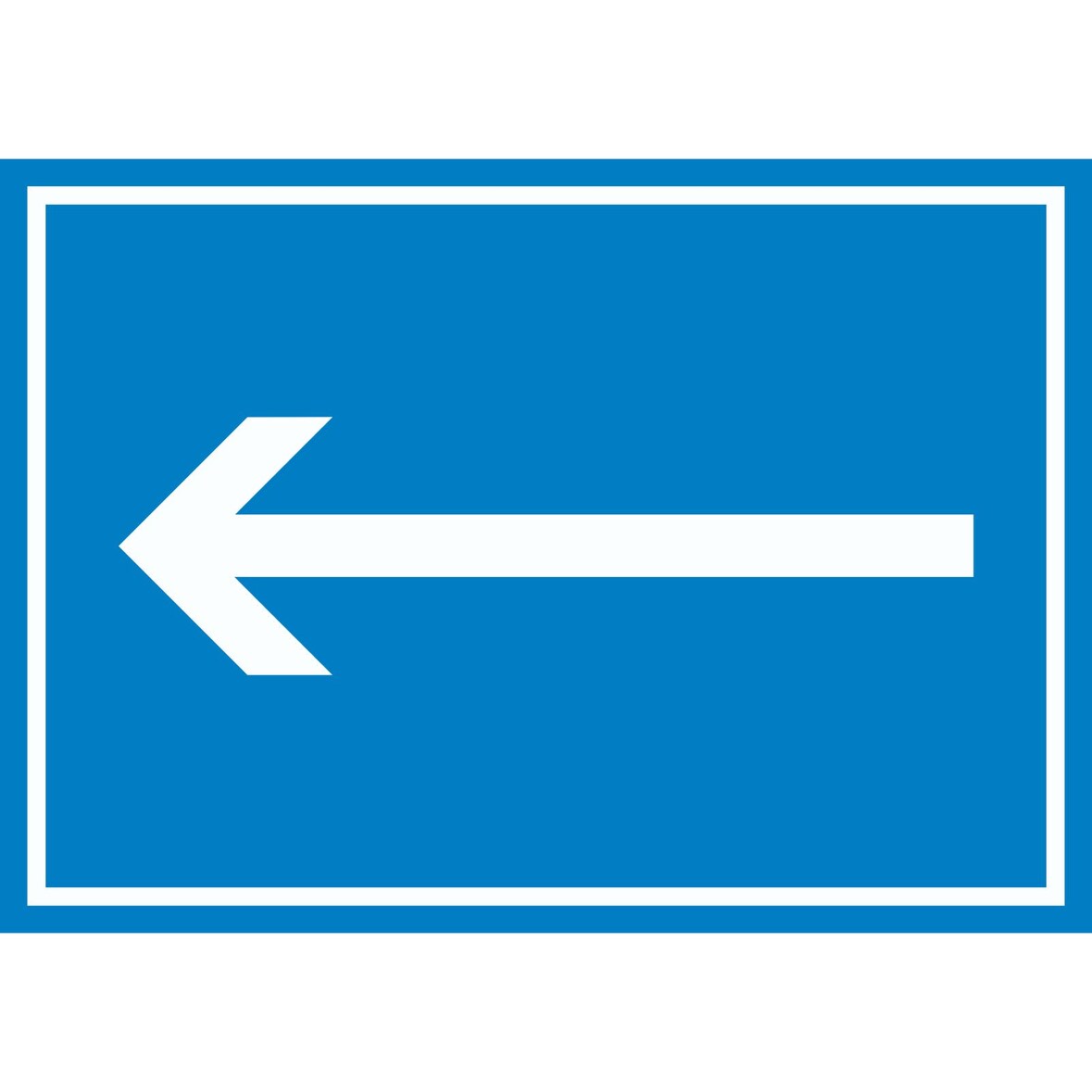 Richtungspfeil links Schild waagerecht weiss blau Pfeil A1 Rückseite selbstklebend