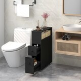 thumbnail of COSTWAY Armario empotrado con ruedas, cajones, cestas de mimbre y soportes para cepillos, 50 x 19 x 72 cm (negro)