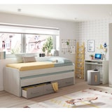 thumbnail of Dmora Letto singolo Spokane, Struttura letto per cameretta, Letto singolo con lettino estraibile e 4 cassettoni, 198x96h69 cm, Bianco e Marrone
