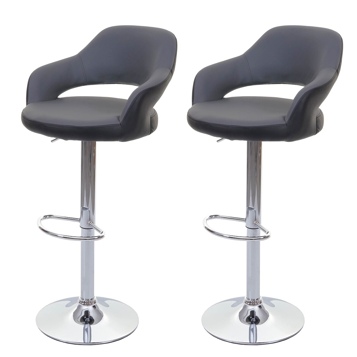 Proregal 2er-Set Barhocker stylisch | Sitzhöhe 61-81cm | mit Lehne Kunstleder | Grau-schwarz | Barstuhl Tresenhocker Drehhocker