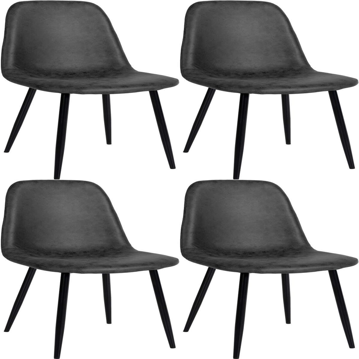 DELUKE Esszimmerstühle 4er Set MOVI - Schwarz Kunstleder, Metall 88x44x51cm Esszimmerstuhl Stuhl Esszimmer Küchenstühle