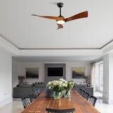 thumbnail of Deckenventilator 42x132x132 cm mit Licht und Fernbedienung 6 Stufen Timer Umkehrfunktion DC Motor leise Schwarz Metall+Holz