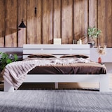 thumbnail of Bett 140x200 cm aus massivem Holz mit Lattenrost – rustikales Design in Weiß, stabil, mit 30 cm Stauraum unter dem Bett, ideal für kleine Räume