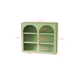 thumbnail of Wandvitrine Metall Glas Grün 60x70x23 cm mit zwei Glastüren und 3 Ebenen, geflochtene Optik, flexibel als Wand oder Standvitrine