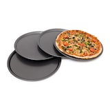 thumbnail of Relaxdays rundes Pizzablech, Backblech 4er Set, Backset aus beschichtetem Carbonstahl, Pizza & Flammkuchen, 33cm Ø, grau