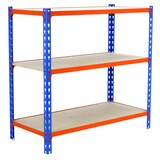 thumbnail of SimonRack Schwerlastregal 900x1000x500 mm, 3 Ebenen, Holzböden, 150 kg Tragkraft pro Ebene, Blau/Orange - Maderclick