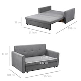 thumbnail of Sofá Cama de 2 Plazas Tapizado en Poliéster con 2 Cojines Desmontables Reposabrazos Base de Almacenaje Sofá Doble Moderno Salón Oficina 152x101x81cm