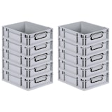 thumbnail of PROREGAL SparSet 10x Eurobox NextGen Color, HxBxT 12x30x40cm, 11 Liter, Griffe schwarz zu, Grau, Eurobehälter, Transportbehälter