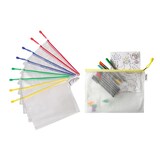 thumbnail of Reißverschlusstasche PVC sortiert (blau gelb rot grün) A4 330x240mm VE=8 Stück