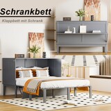 thumbnail of Vertikales Klappbett 140x200 mit Lattenrost, platzsparendes Wandbett, Hochschrank-Design, multifunktional, robust, einfach bedienbar, Grau