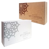 thumbnail of Kit cortesia cosmetico linea Zenzero SBCC per hotel e b&b in cofanetto Shampoo - Bagnoschiuma - Crema corpo - Cuffia doccia (10 kit)