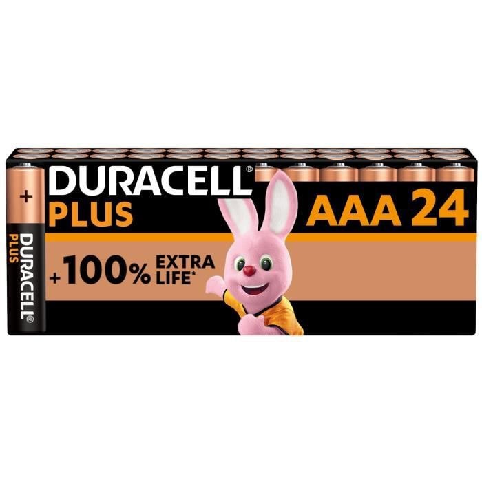 DURACELL Alkaline-Batterien AAA Plus, 1.5 V LR03 MN2400, Packung mit 24 Stück