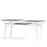 thumbnail of Ausziehbarer rechteckiger Gartentisch, Struktur aus Stahl und Tischplatte aus Polypropylen in Holzoptik, 10 Sitzplätze, klappbar –TOBIA– Weiß/Schiefer