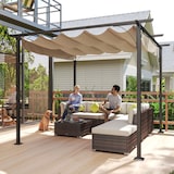 thumbnail of Gazebo Outsunny com telhado retrátil Pergola para jardim com terraço ou pátio   Gazebo com Tecido de Poliéster Resistente à Água e UV 3x3m