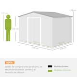 thumbnail of Outsunny cobertizo de jardín 258x206x178 cm 5,3m² caseta metálica con puertas correderas y ventilaciones para almacenamiento de herramientas