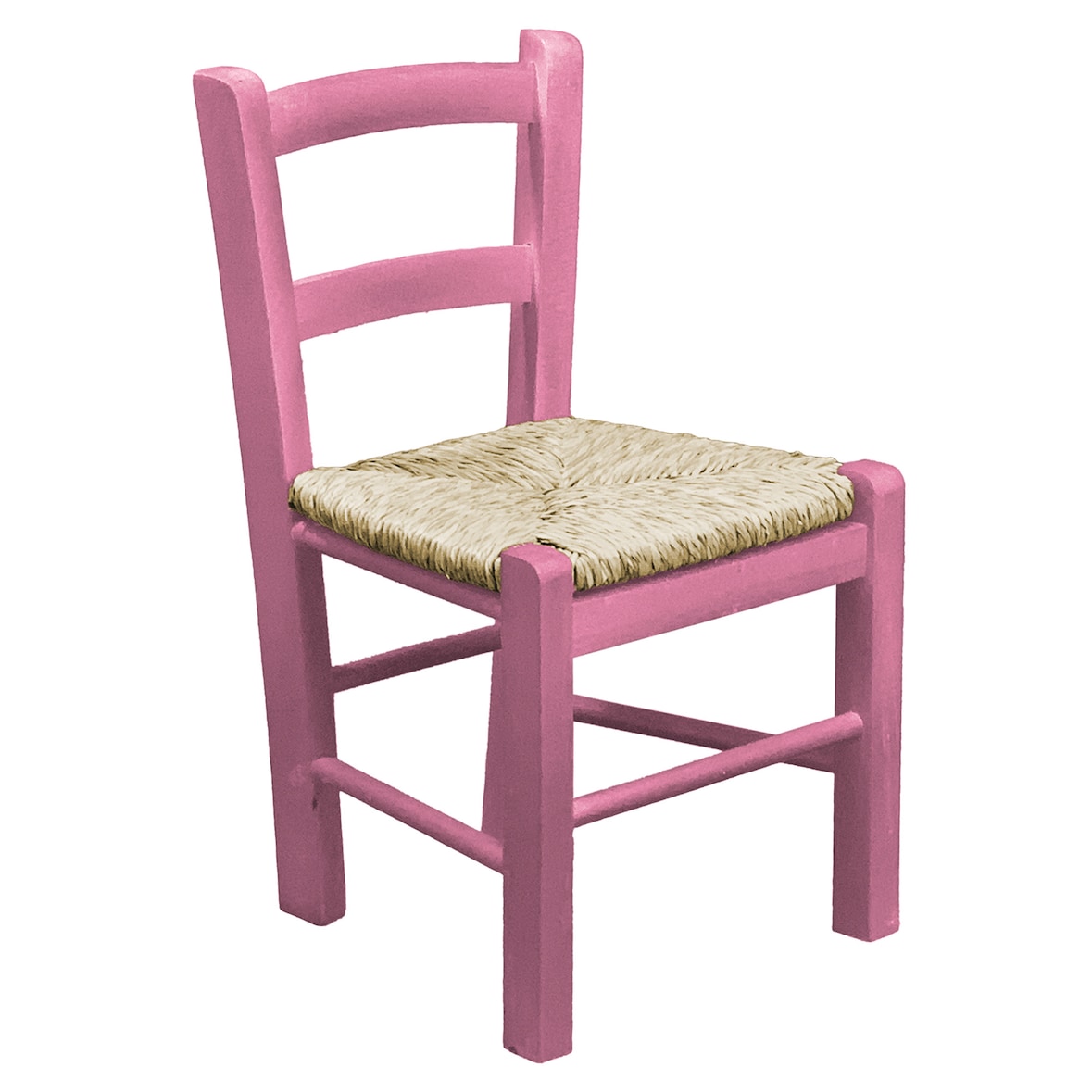 Giaquinto Sediolina Bambino In Legno,Seduta Paglia, Metodo Montessori, Colore Rosa