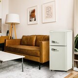 thumbnail of Retro Kühlschrank 88x45x42 Cremeweiß mit 60L Volumen, 22L Gefrierfach, 38L Kühlbereich, LED-Beleuchtung, 7 Temperatureinstellungen